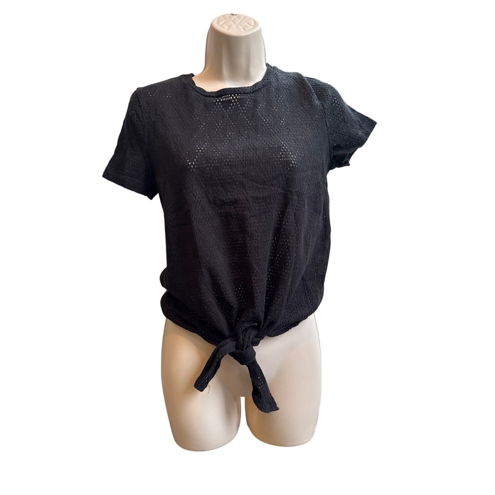 Texture & Thread Madewell  Open Knit Tight Crochet Tie Bottom Shirt Size‎ S